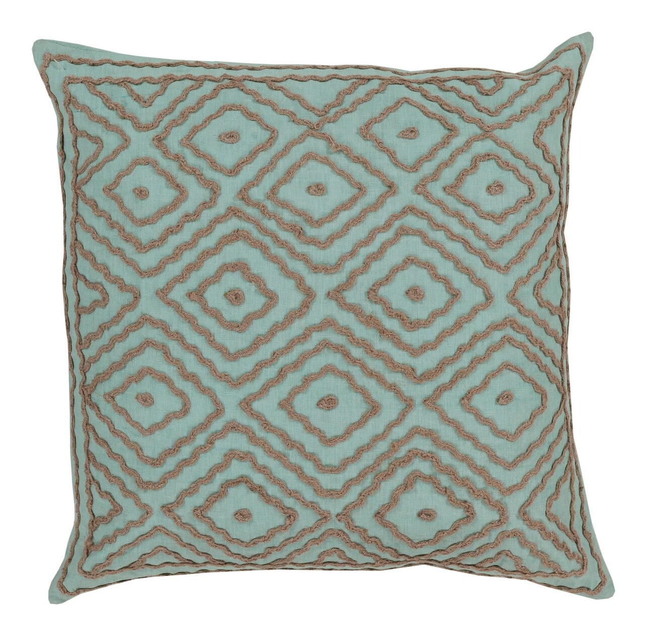 Tiwari Home 20" Teal Blue and Brown Contemporary Square Throw Pillow